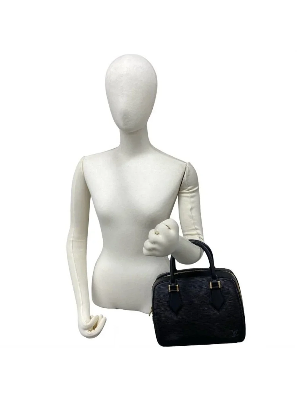 Louis Vuitton Vintage Blanc Epi Leather Boston Bag Noir